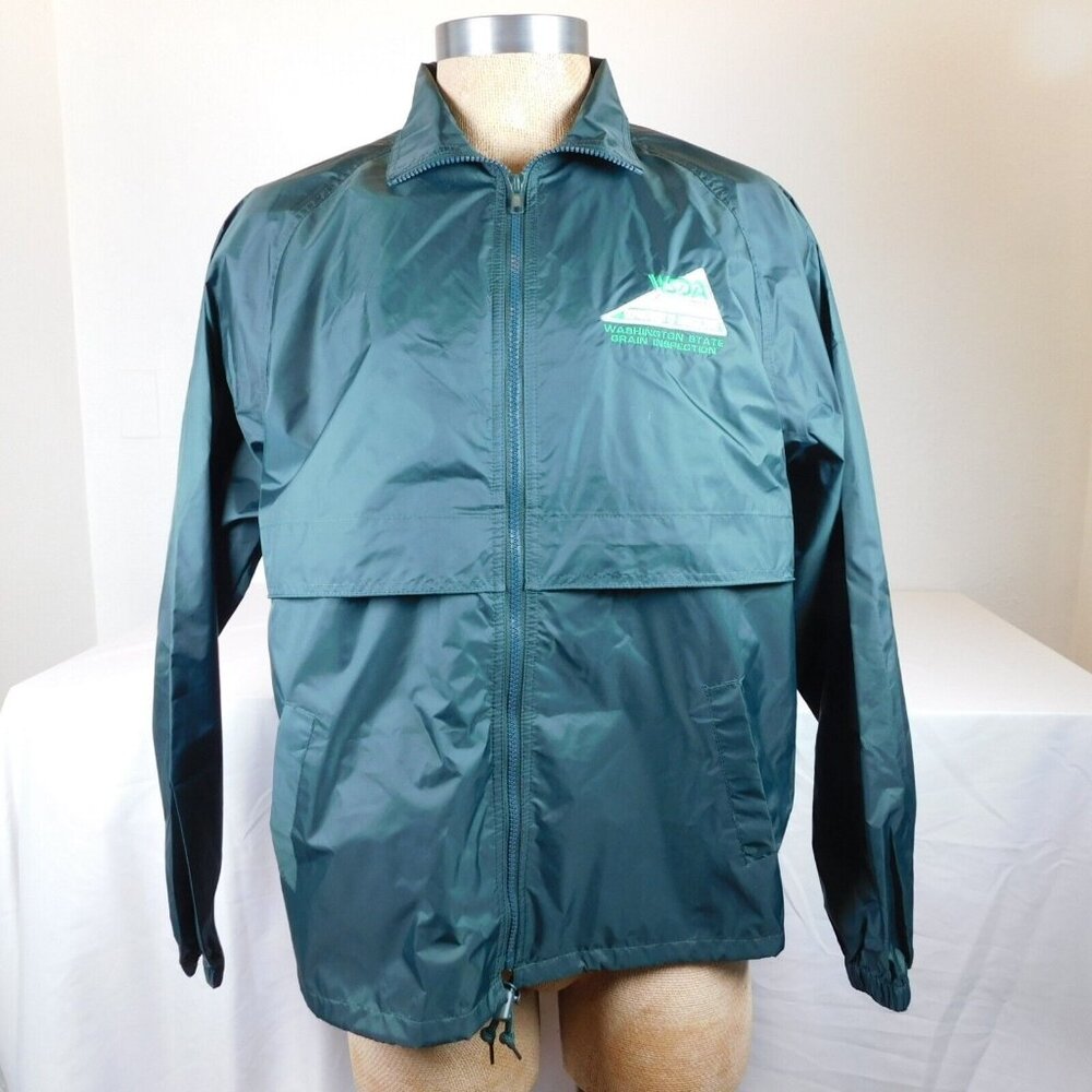 Sport-Tek By Port Authority Men Green Windbreaker Jacket WSDA Logo Size M Zipper - Picture 1 of 9